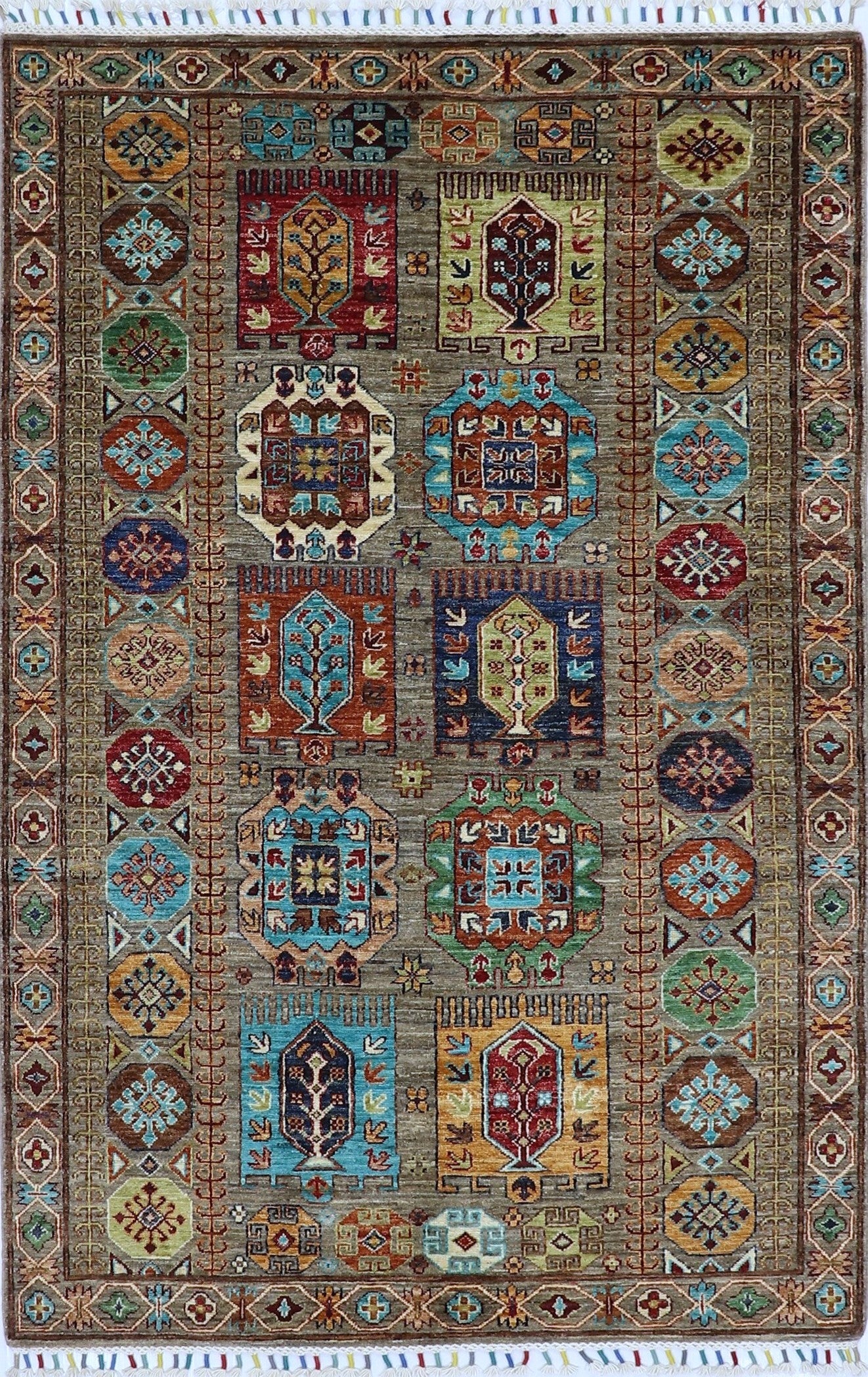 4x7 Ft Baluch Oriental Area Rug, Afghan Hand Knotted Wool Traditional Carpet, Rugs For Living Room, Bedroom Rug, Kitchen Rug, Geometric Rug
