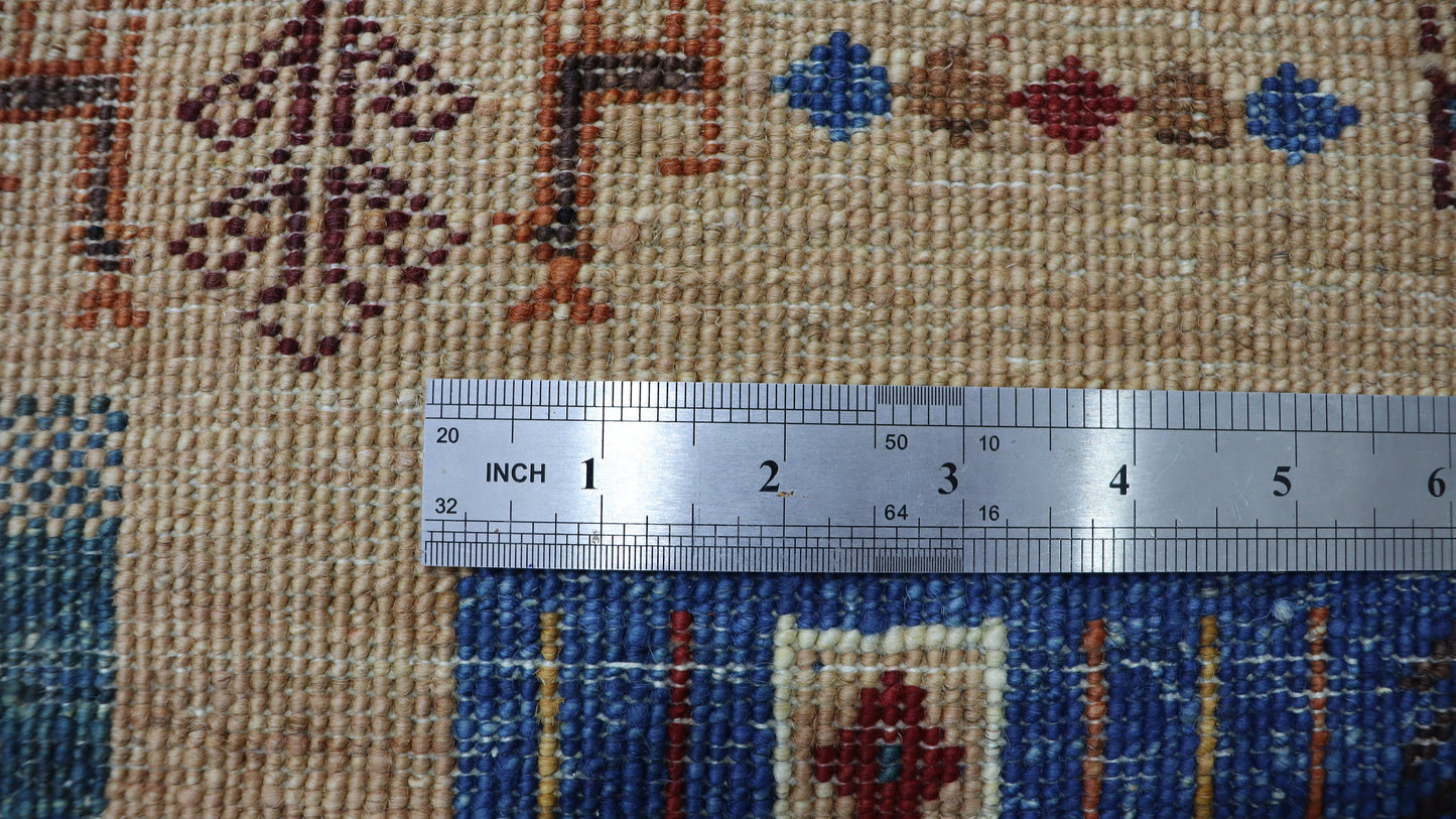 8 Ft Gabbeh Red Afghan Hand Knotted Tribal Wool Runner Rug