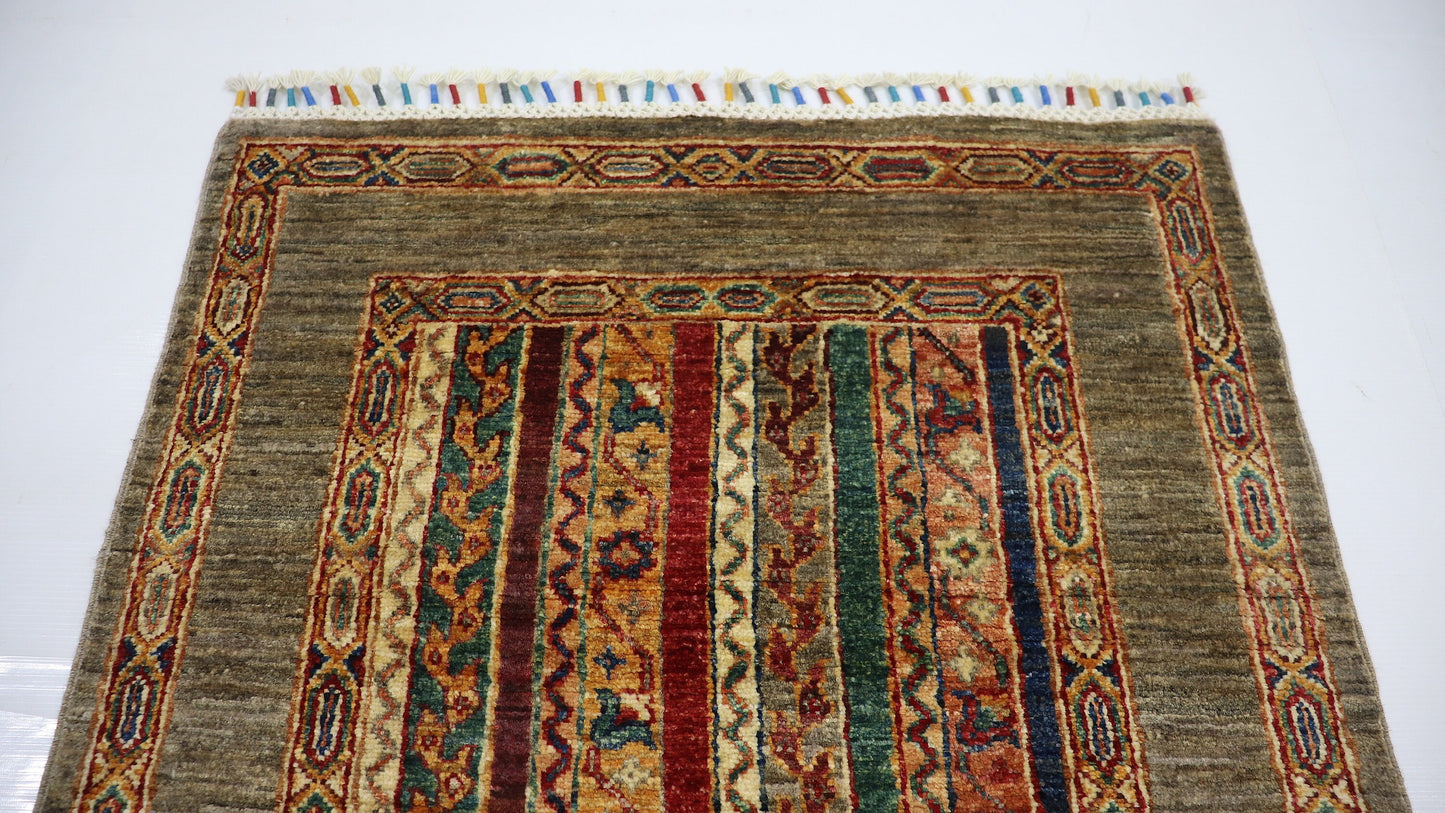 8 Ft Ivory Turkish Shawl Hand Knotted Traditional Runner Rug