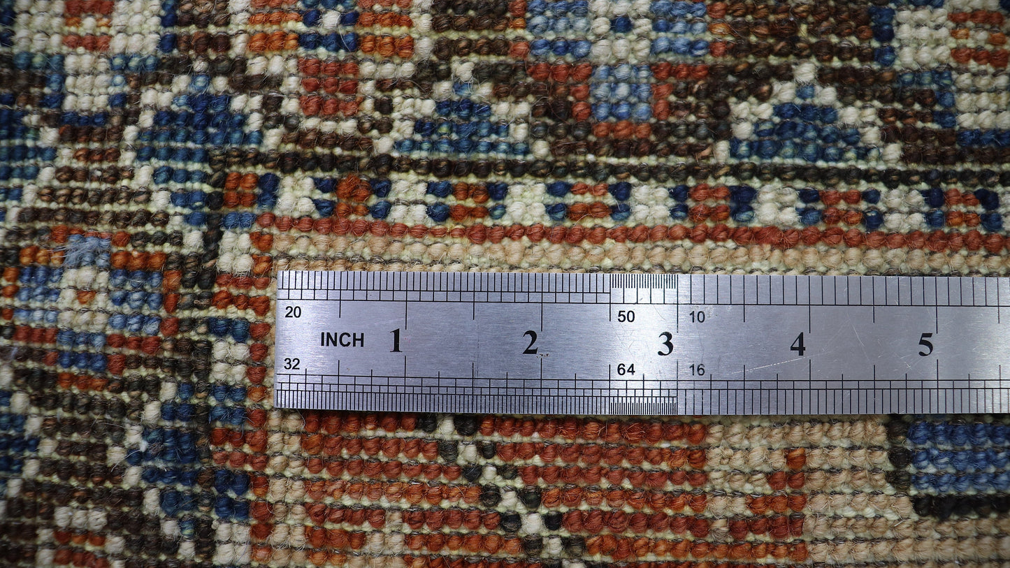 8x10 Ft Tribal Area Rug, Blue/Rust Red Afghan Hand Knotted Wool Traditional Carpet, Rugs For Living Room, Bedroom Rug, Dining Table Rug