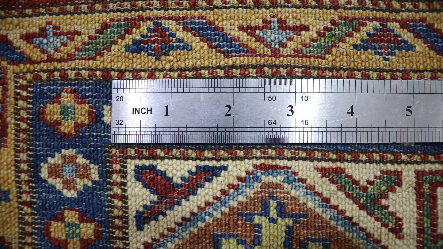 5x7 ft Oriental Area Rug, Red Afghan Hand Knotted Wool Traditional Carpet, Rugs For Living Room, Bedroom Rug, Kitchen Rug, Geometric Rug
