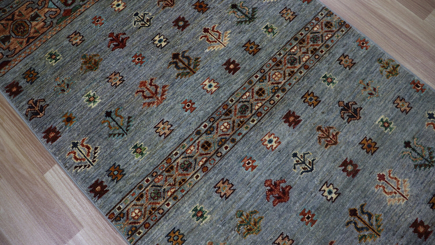 9 Ft Wool Runner Rug, Afghan Hand Knotted Veg Dye Traditional Rectangle Carpet, Entryway Rug, Hallway Rug, Kitchen Rug, Foyer Rug, Stair Rug