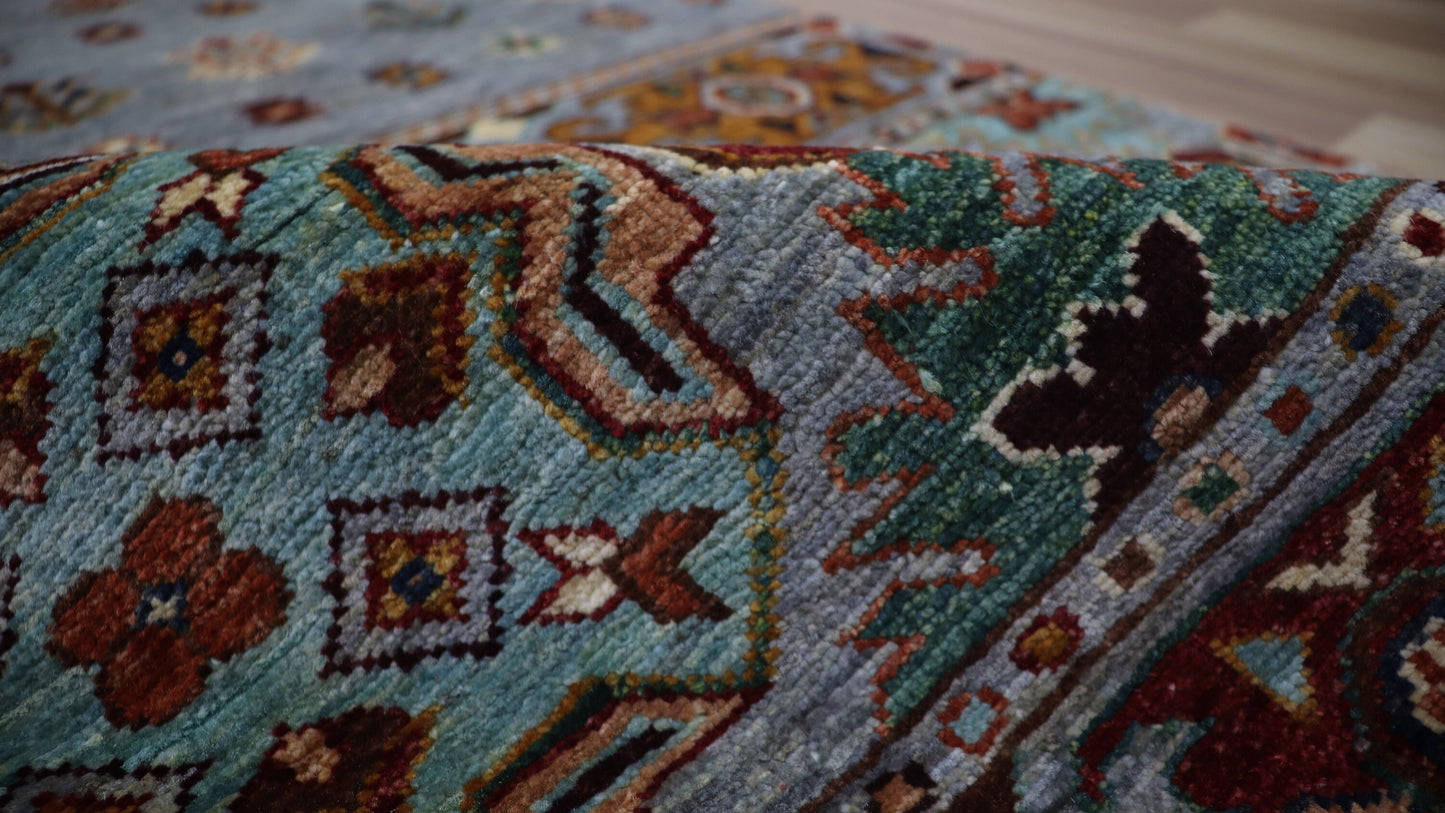 9 Ft Wool Runner Rug, Afghan Hand Knotted Veg Dye Traditional Rectangle Carpet, Entryway Rug, Hallway Rug, Kitchen Rug, Foyer Rug, Stair Rug