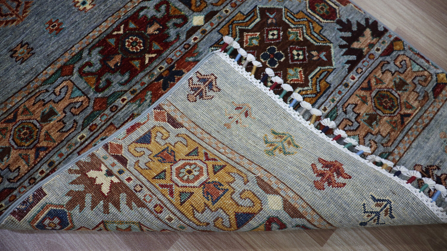9 Ft Wool Runner Rug, Afghan Hand Knotted Veg Dye Traditional Rectangle Carpet, Entryway Rug, Hallway Rug, Kitchen Rug, Foyer Rug, Stair Rug