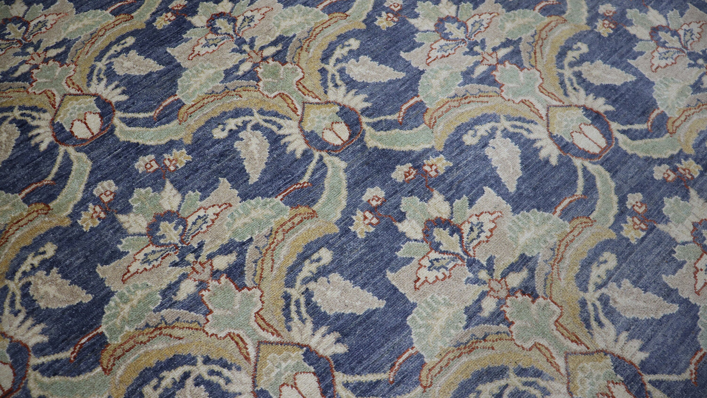 9x12 Ft Gray Floral Large Area Rug, Afghan Hand Knotted Wool Traditional Rectangle Carpet, Living Room Rug, Bedroom Rug, Dining Table Rug