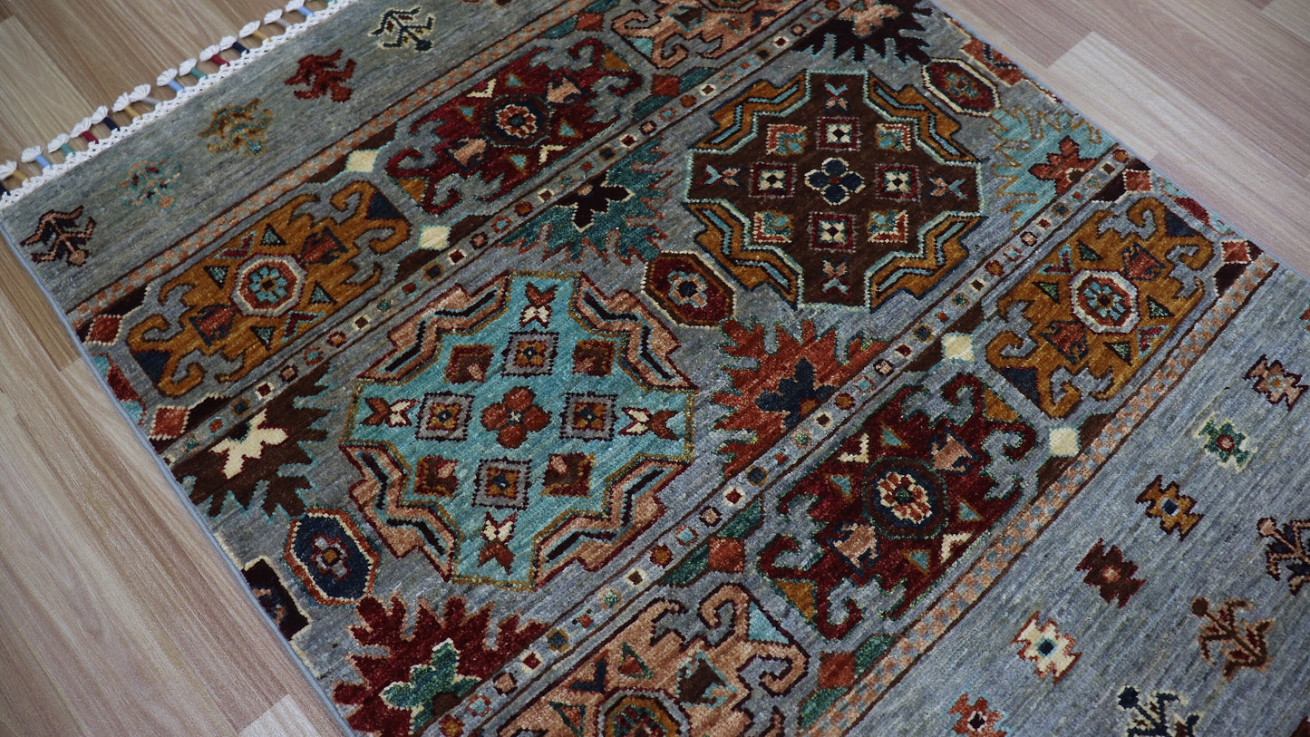 9 Ft Wool Runner Rug, Afghan Hand Knotted Veg Dye Traditional Rectangle Carpet, Entryway Rug, Hallway Rug, Kitchen Rug, Foyer Rug, Stair Rug