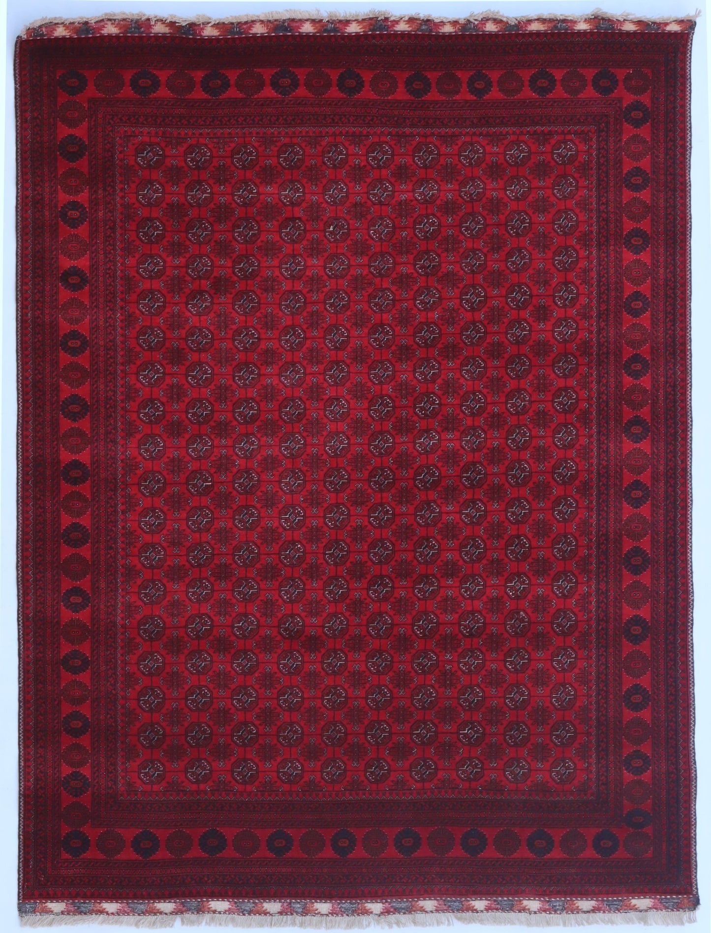 5x7 Ft Red Bokhara Area Rug, Afghan Hand Knotted Wool Traditional Rectangle Oriental Carpet, Living Room Rug, Bedroom Rug, Dining Table Rug