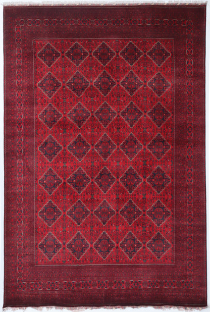 10x12 Ft Bokhara Oriental Area Rug, Red Afghan Hand Knotted Wool Traditional Rectangle Carpet, Rugs For Living Room, Bedroom Rug, Office Rug