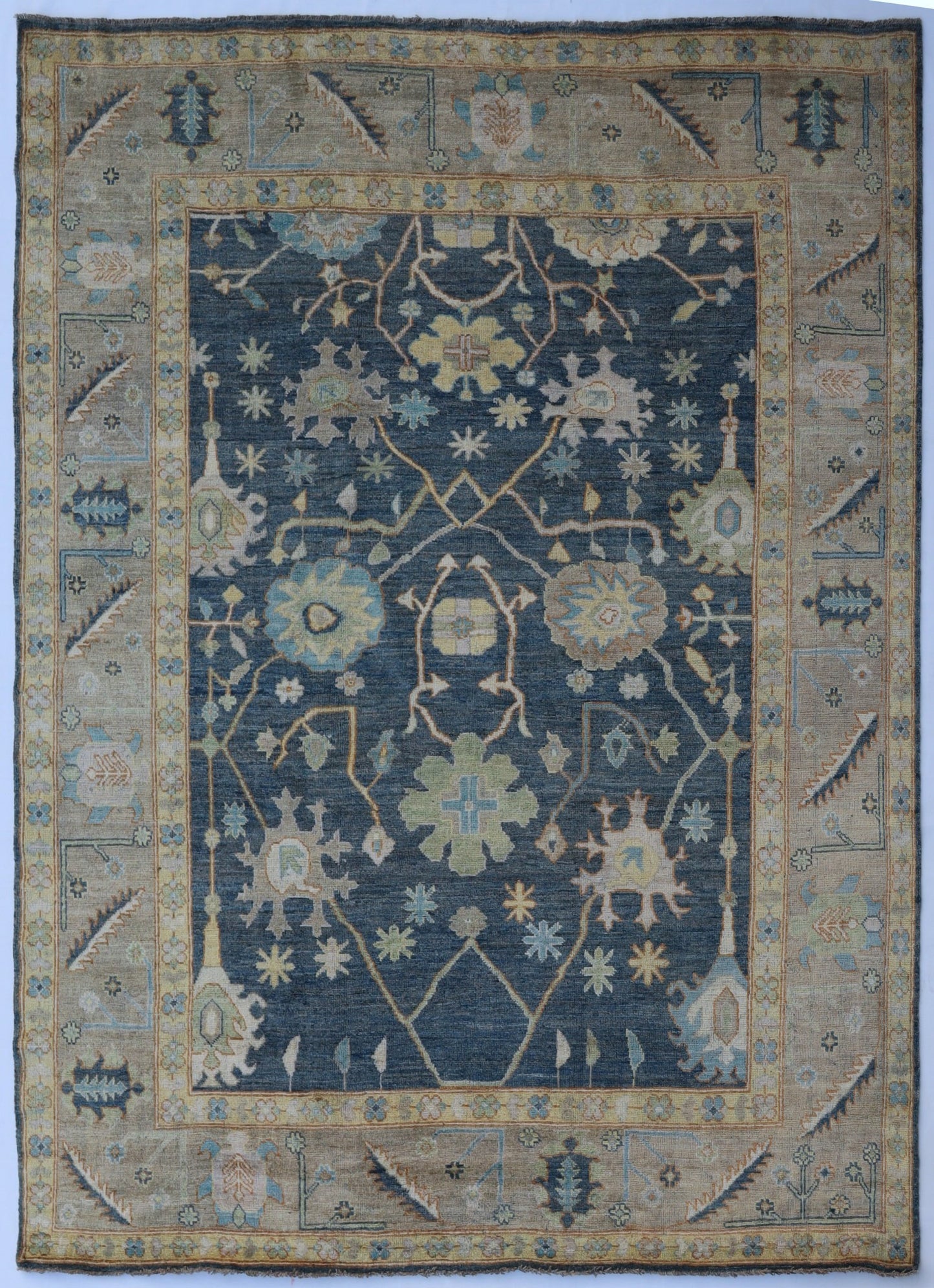 9x11 Ft Blue Bidjar Large Area Rug, Afghan Hand Knotted Plush Wool Traditional Rectangle Carpet, Living Room Rug, Bedroom Rug, Floral Rug