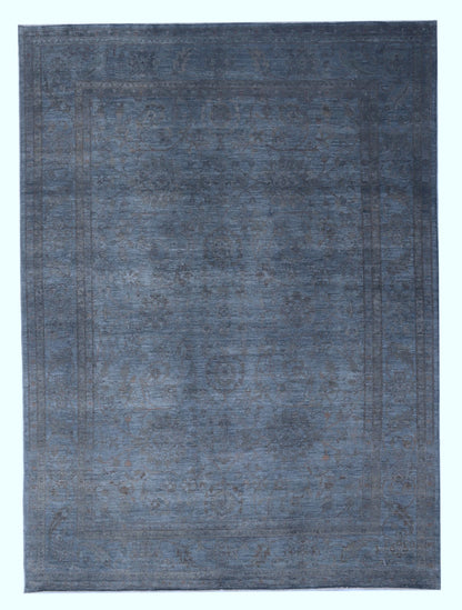 9x11 Ft Blue Gabbeh Transitional Large Area Rug, Afghan Hand Knotted Wool Rectangle Carpet, Living Room Rug, Bedroom Rug, Dining Table Rug