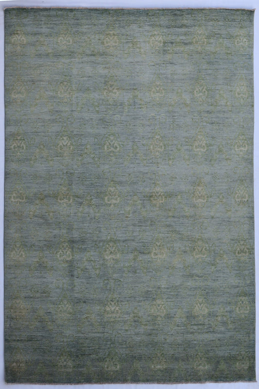 9x11 Ft Blue Transitional Large Area Rug, Afghan Hand Knotted Wool Abstract Rectangle Carpet, Living Room Rug, Bedroom Rug, Dining Table Rug