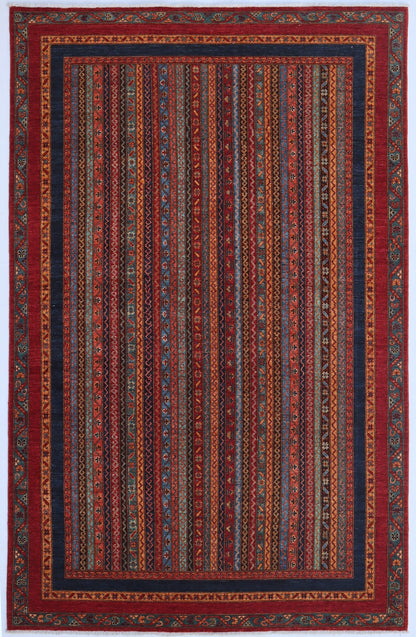 6x9 Ft Turkish Shawl Area Rug, Red Afghan Hand Knotted Wool Traditional Rectangle Carpet, Rug For Living Room, Bedroom Rug, Dining Table Rug