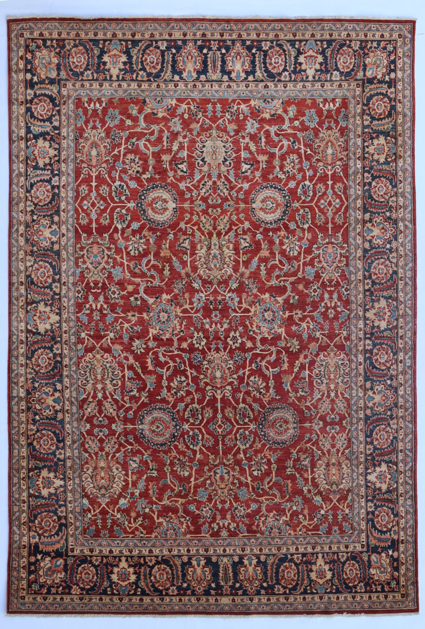 8x11 Ft Oriental Bidjar Area Rug, Red Afghan Hand Knotted Wool Traditional Rectangle Carpet, Living Room Rug, Bedroom Rug, Dining Table Rug