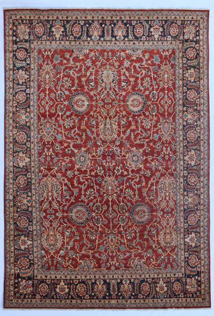 8x11 Ft Oriental Bidjar Area Rug, Red Afghan Hand Knotted Wool Traditional Rectangle Carpet, Living Room Rug, Bedroom Rug, Dining Table Rug