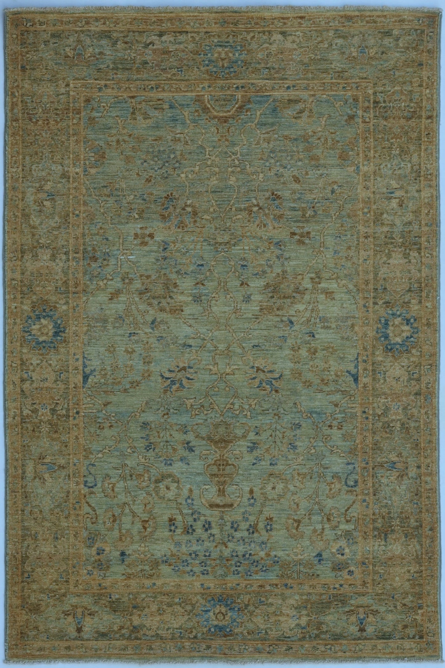 4x6 Ft Modern Bidjar Area Rug, Blue Afghan Hand Knotted Wool Transitional Rectangle Carpet, Rugs For Living Room, Bedroom Rug, Entryway Rug