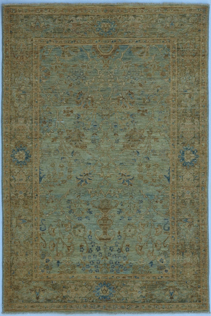 4x6 Ft Modern Bidjar Area Rug, Blue Afghan Hand Knotted Wool Transitional Rectangle Carpet, Rugs For Living Room, Bedroom Rug, Entryway Rug