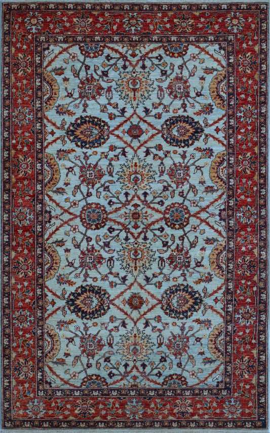 5x8 Ft Oriental Bidjar Area Rug, Blue Afghan Hand Knotted Wool Traditional Rectangle Carpet, Living Room Rug, Bedroom Rug, Dining Table Rug