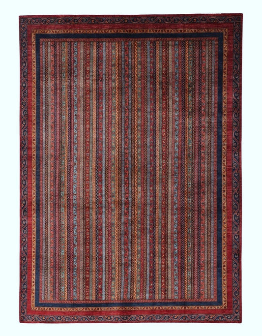 9x12 Ft Turkish Shawl Large Area Rug, Red Hand Knotted Wool Traditional Rectangle Carpet, Rug For Living Room, Bedroom Rug, Dining Table Rug