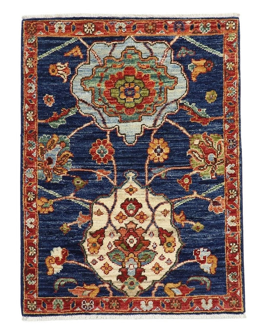 2x3 Ft Floral Small Area Rug, Afghan Hand Knotted Wool Traditional Rectangle Carpet, Entryway Rug, Kitchen Rug, Bathroom Rug, Doorway Rug