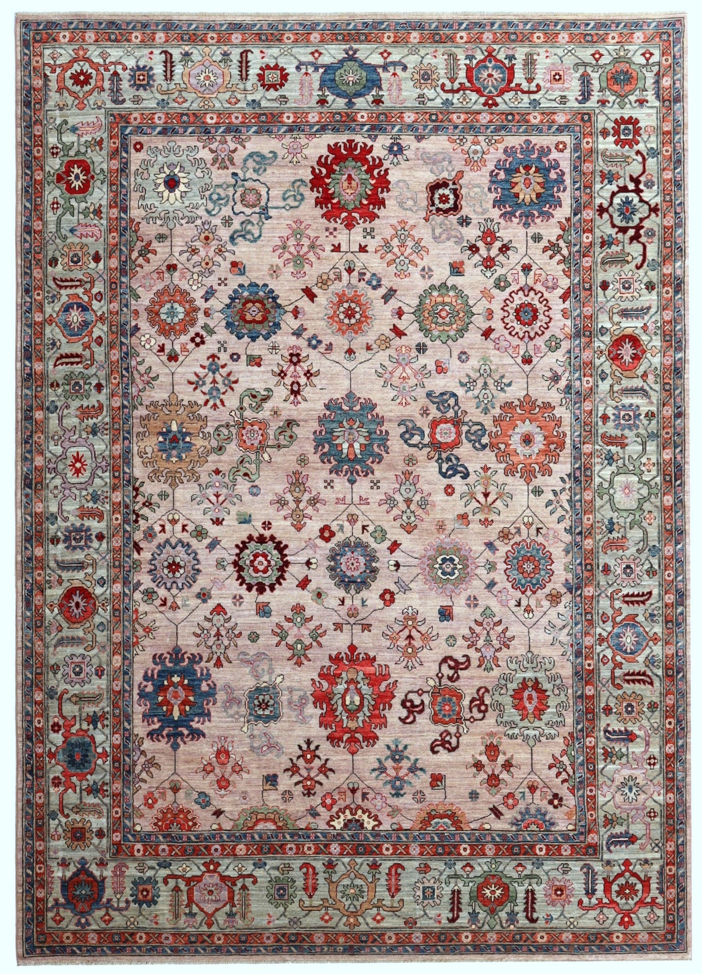 9x12 Ft Floral Bidjar Large Area Rug, Persian Hand Knotted Wool Traditional Rectangle Carpet, Living Room Rug, Bedroom Rug, Dining Table Rug