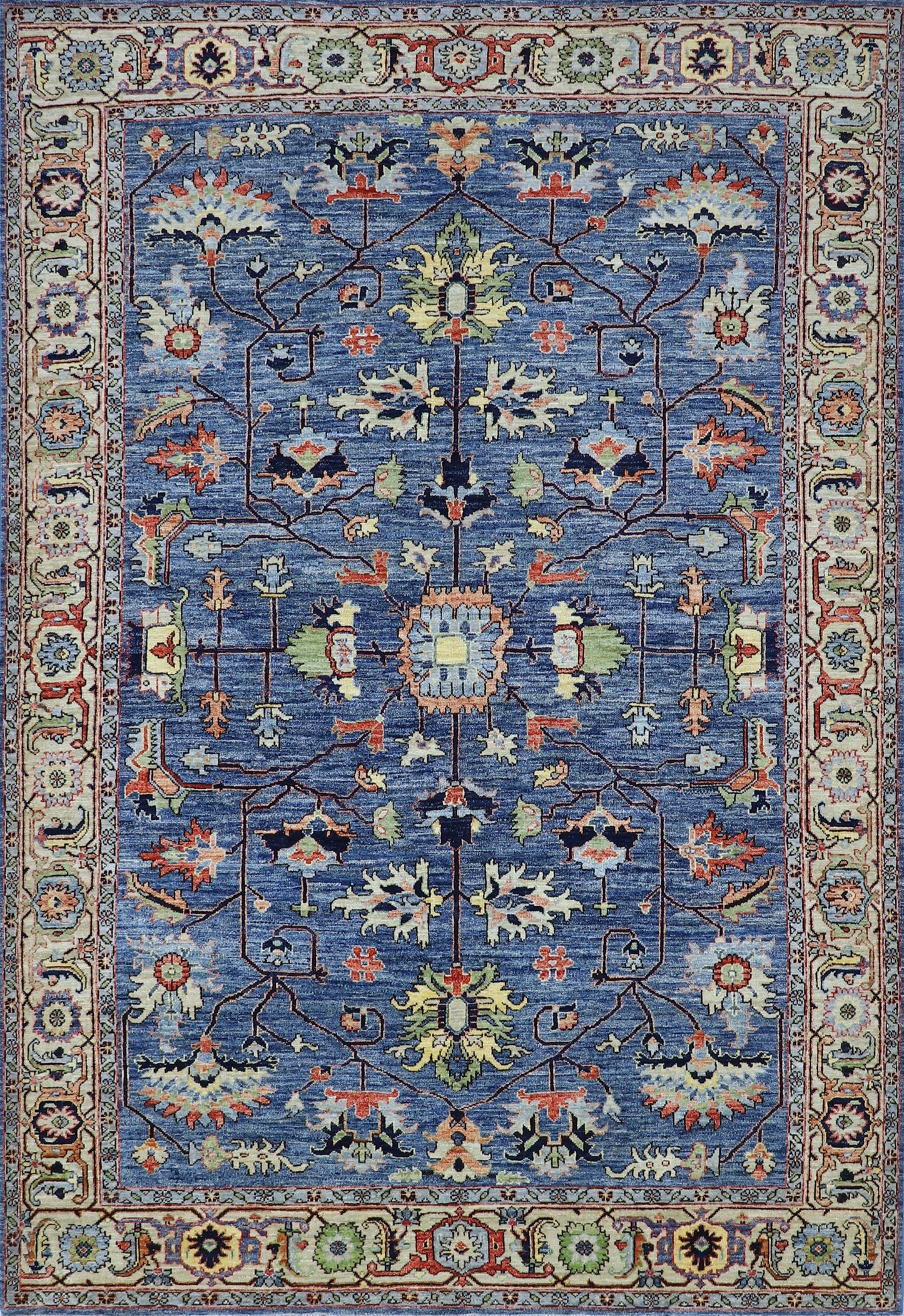 6x9 ft Serapi Area Rug, Blue Persian Hand Knotted Wool Traditional Rectangle Carpet, Rugs For Living Room, Bedroom Rug, Dining Table Rug