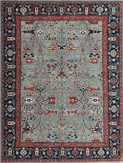 8x10 Ft Persian Style Bidjar Area Rug, Gray Hand Knotted Wool Traditional Rectangle Carpet, Living Room Rug, Bedroom Rug, Dining Table Rug