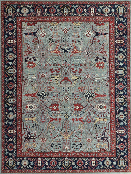 8x10 Ft Persian Style Bidjar Area Rug, Gray Hand Knotted Wool Traditional Rectangle Carpet, Living Room Rug, Bedroom Rug, Dining Table Rug