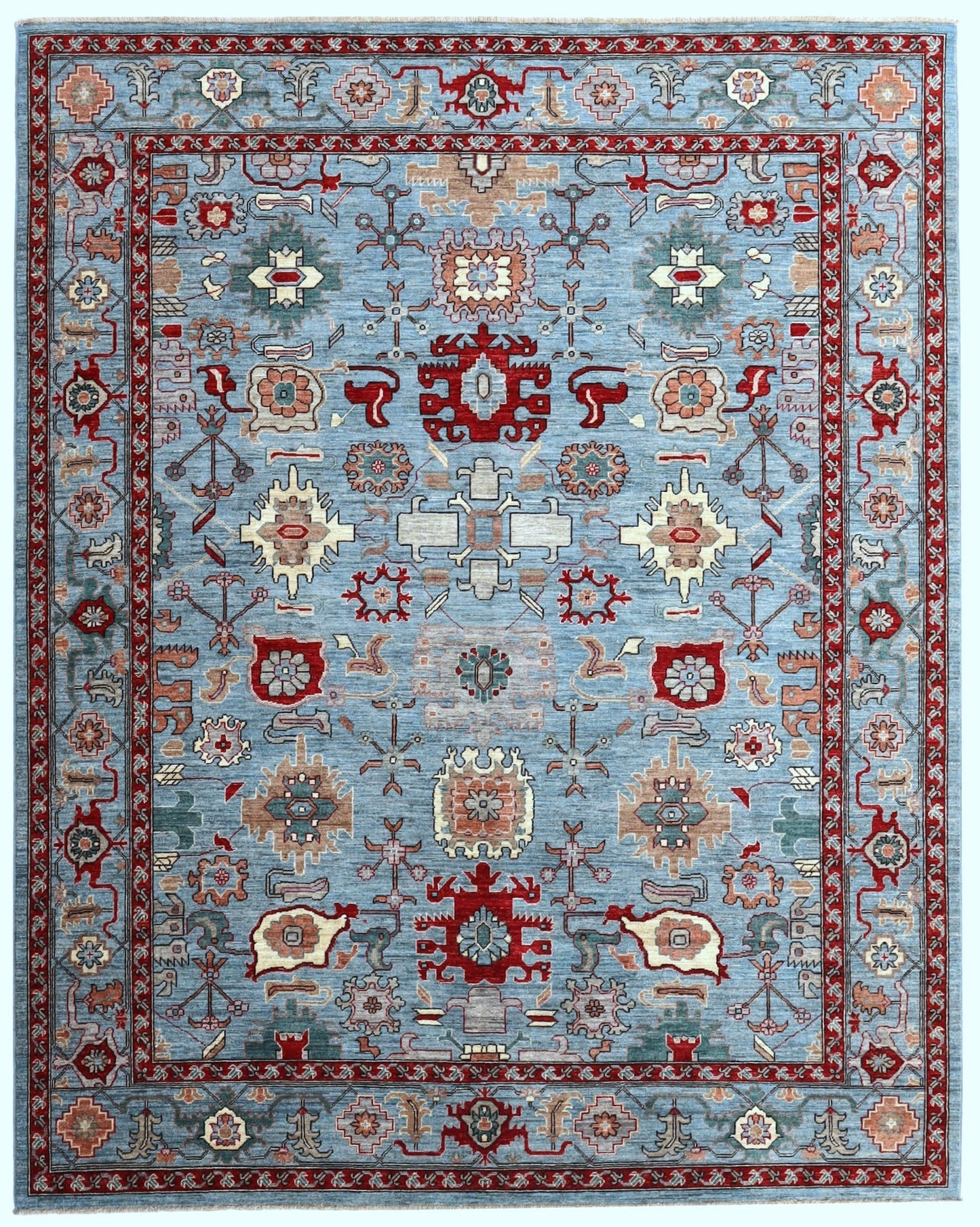 8x10 Ft Blue Bidjar Area Rug, Persian Hand Knotted Wool Traditional Rectangle Carpet, Rugs For Living Room, Bedroom Rug, Dining Table Rug