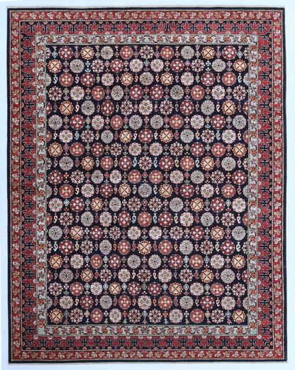 8x10 Ft Oriental Area Rug, Blue Afghan Hand Knotted Wool Traditional Rectangle Carpet, Rugs For Living Room, Bedroom Rug, Dining Table Rug