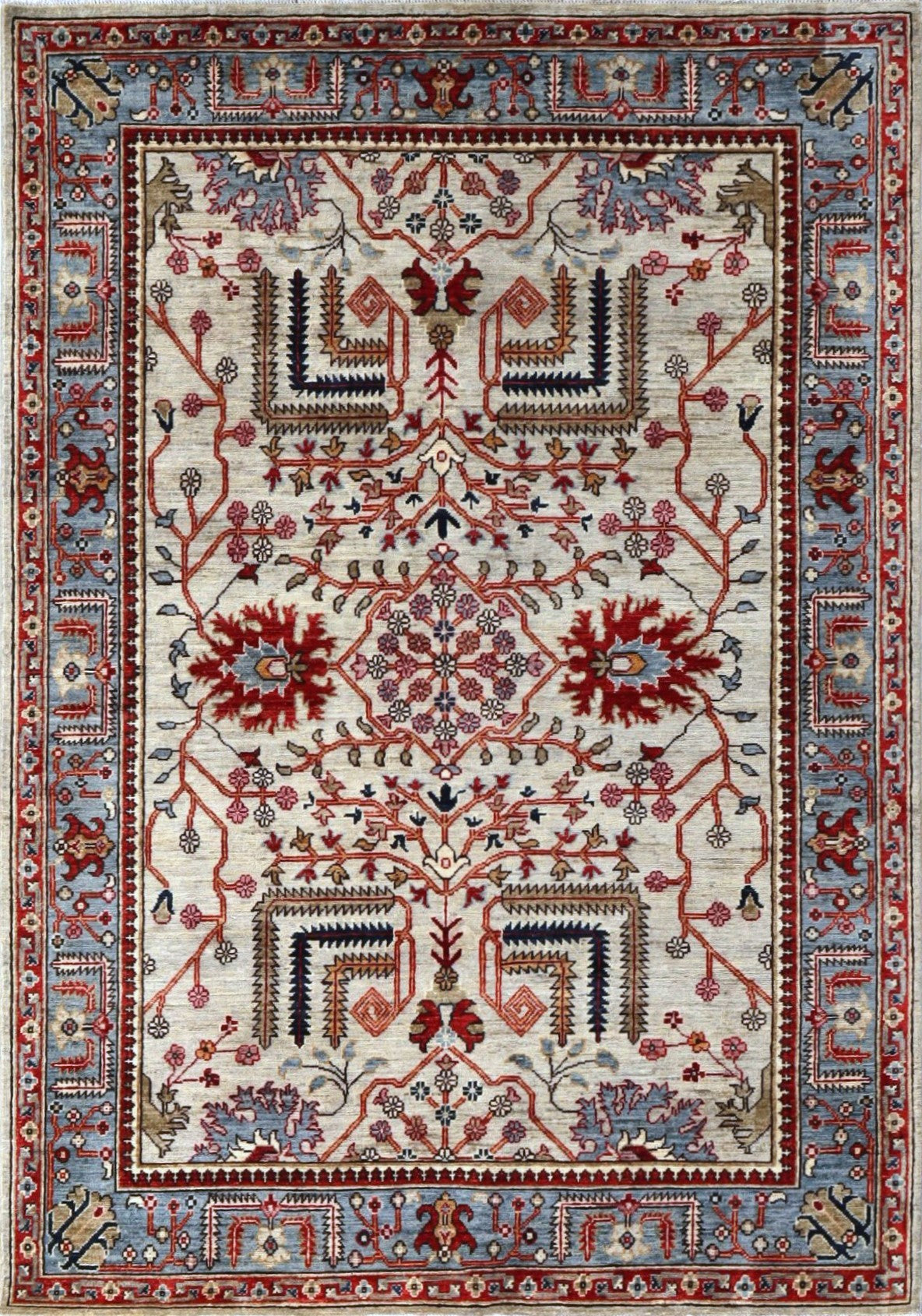 5x7 Ft Floral Area Rug, Afghan Hand Knotted Wool Traditional Rectangle Carpet, Rugs For Living Room, Bedroom Rug, Kitchen Rug, Entryway Rug