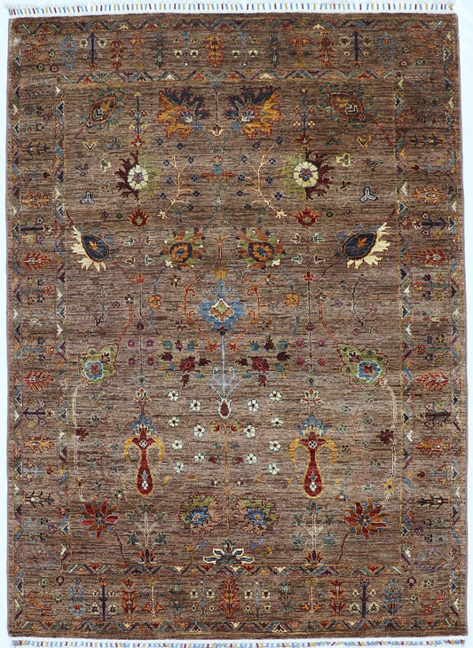 5x7 ft Bidjar Area Rug, Brown Afghan Hand Knotted Wool Traditional Carpet, Rugs For Living Room, Bedroom Rug, Dining Table Rug, Kitchen Rug