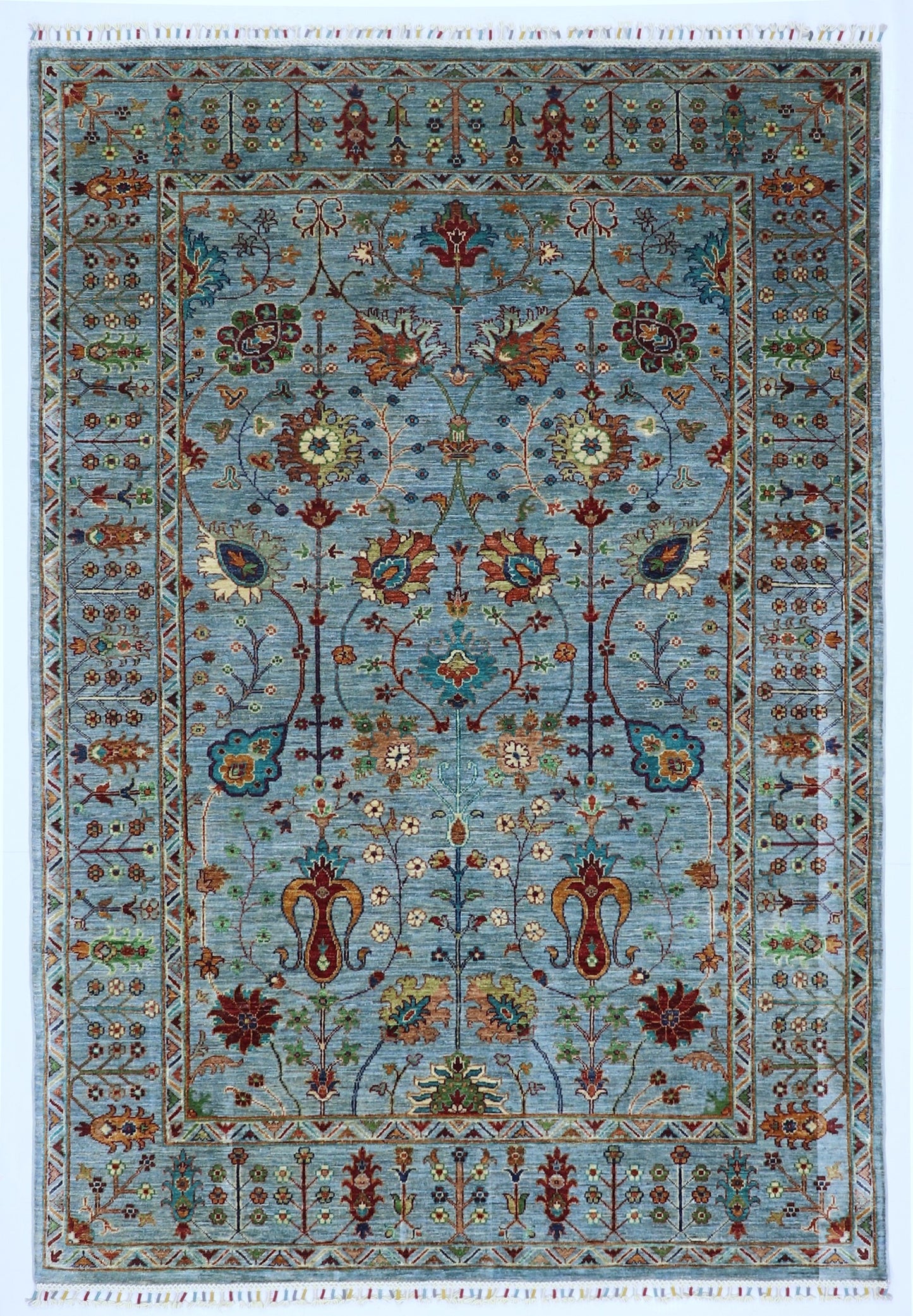 6x8 ft Bidjar Area Rug, Blue Persian Hand Knotted Wool Traditional Rectangle Carpet, Rugs For Living Room, Bedroom Rug, Dining Table Rug