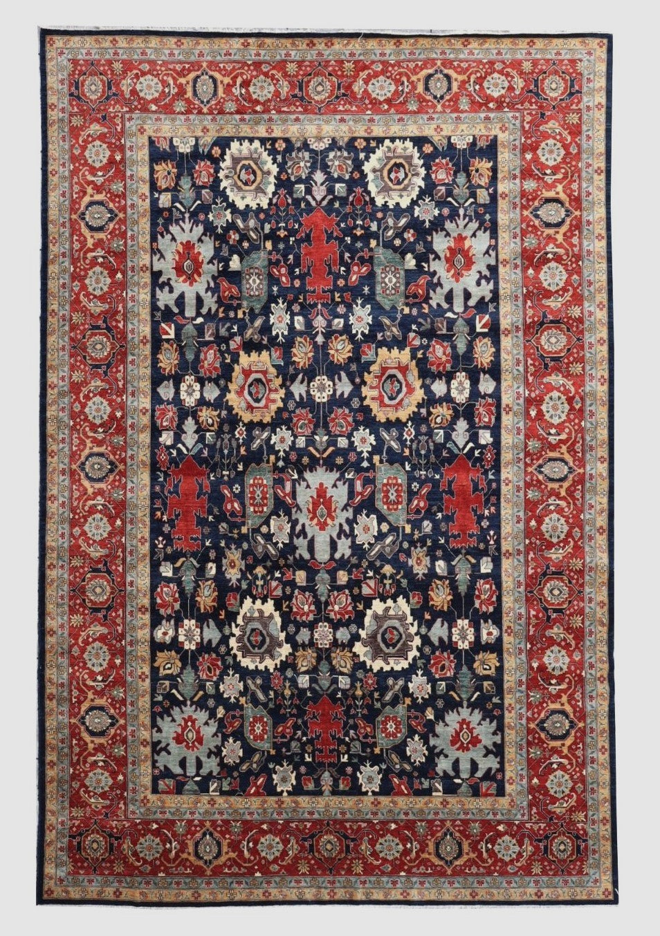 12x18 Ft Blue Bidjar Large Area Rug, Persian Hand Knotted Wool Traditional Oversized Rectangle Carpet, Rugs For Living Room, Bedroom Rug