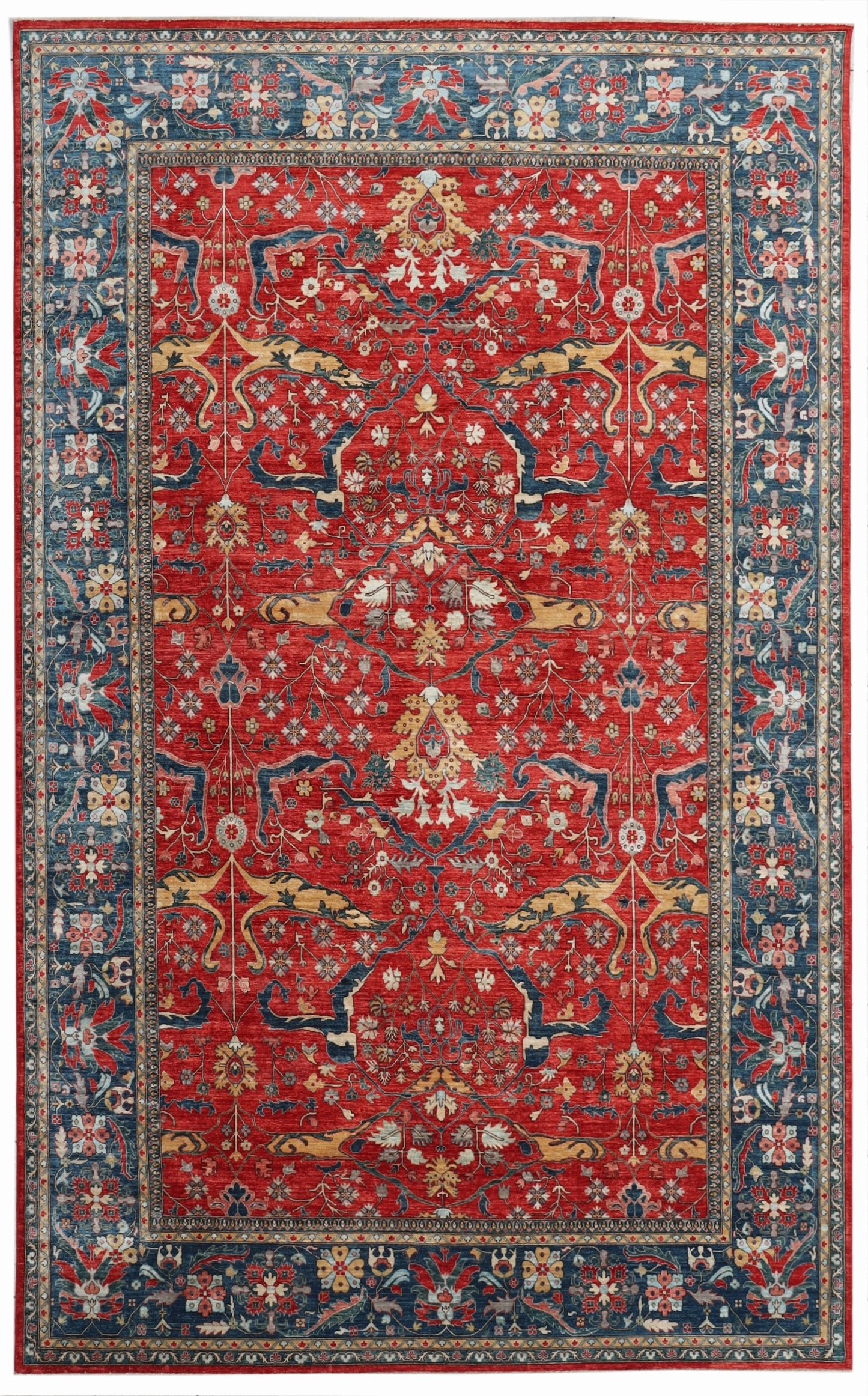 12x18 Ft Persian Style Bidjar Large Area Rug, Red Hand Knotted Wool Traditional Rectangle Carpet, Rugs For Living Room, Dining Table Rug