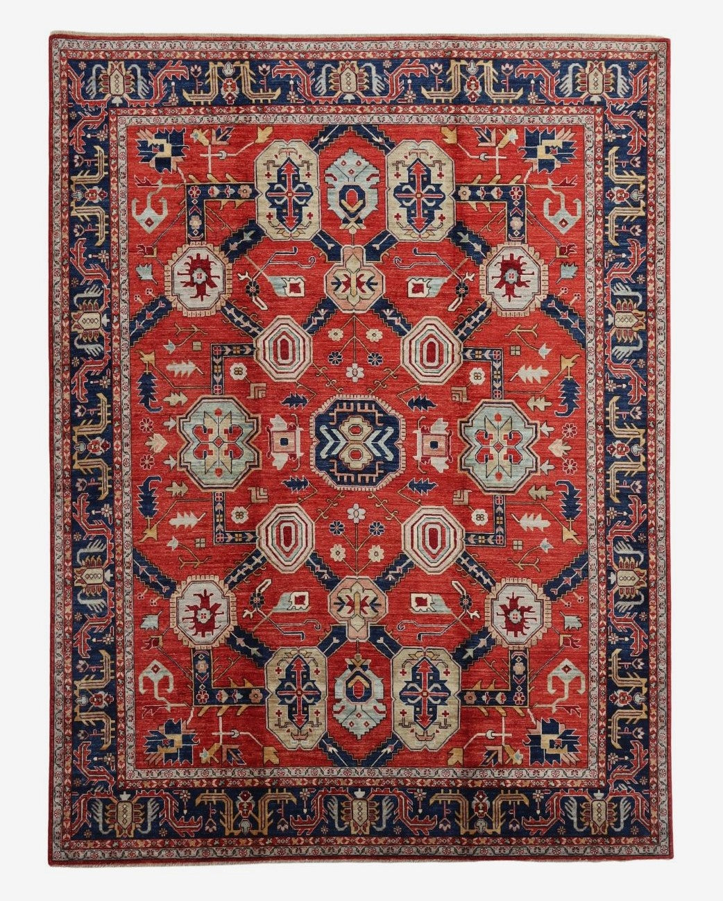 8x10 Ft Red Oriental Area Rug, Afghan Hand Knotted Wool Traditional Rectangle Carpet, Rugs For Living Room, Bedroom Rug, Dining Table Rug