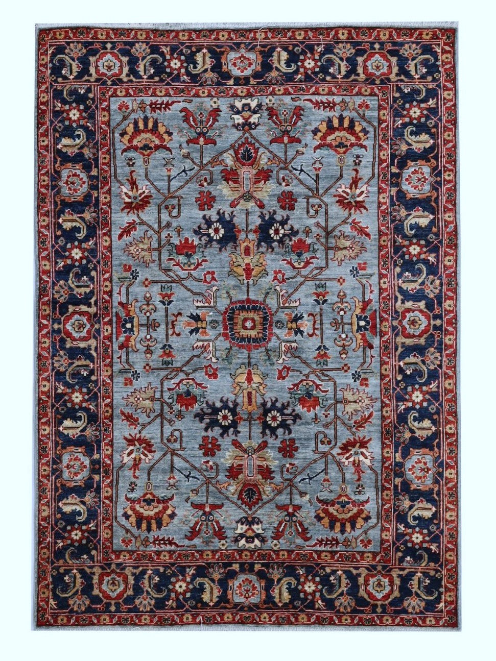 5x7 Ft Serapi Area Rug, Blue Persian Hand Knotted Wool Traditional Carpet, Rugs For Living Room, Bedroom Rug, Dining Table Rug, Tribal Rug