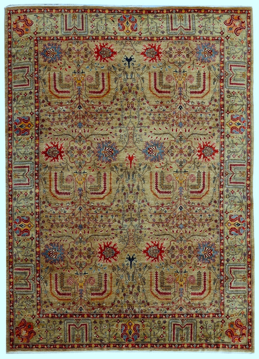 9x12 Ft Tree Tribal Large Area Rug, Brown Afghan Hand Knotted Wool Traditional Carpet, Rugs For Living Room, Bedroom Rug, Dining Table Rug