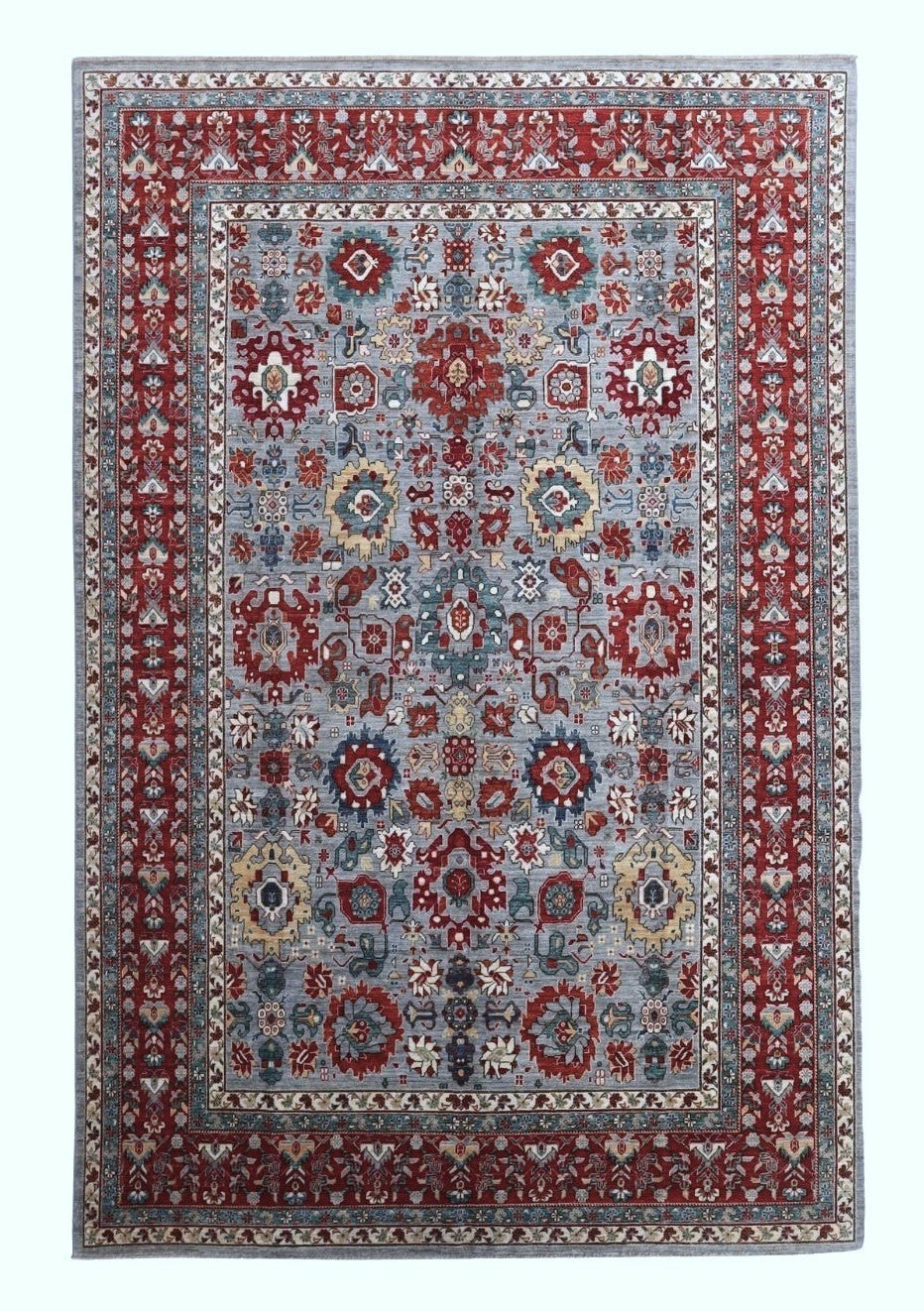 10x14 Ft Bidjar Harshang Area Rug, Gray Persian Hand Knotted Wool Traditional Carpet, Rugs For Living Room, Bedroom Rug, Dining Table Rug