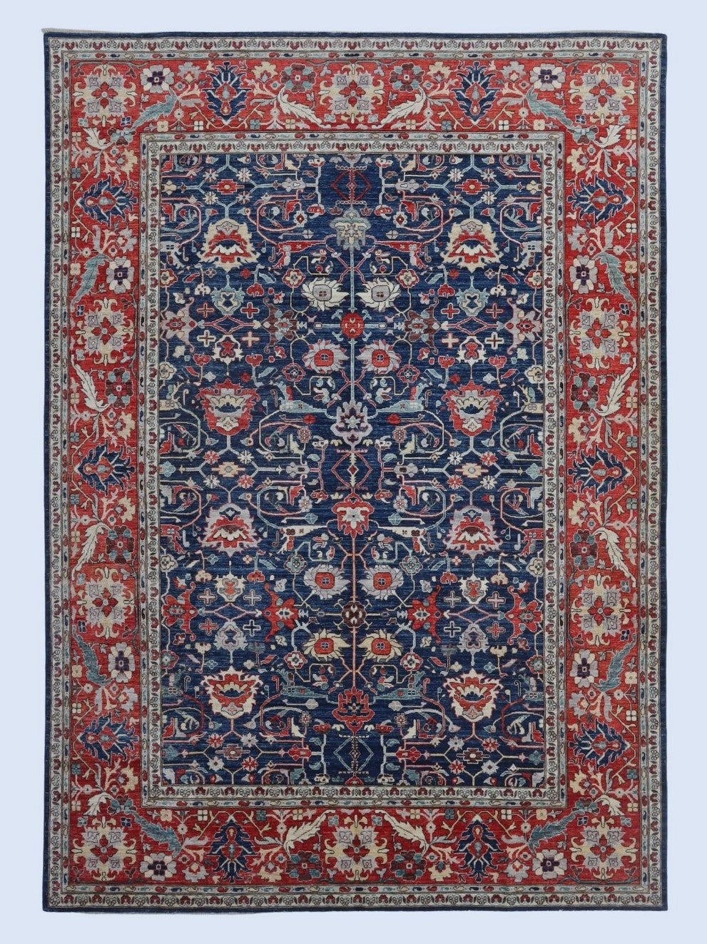 9x12 Ft Bidjar Floral Large Area Rug, Blue Persian Hand Knotted Wool Traditional Carpet, Rugs For Living Room, Bedroom Rug, Dining Table Rug