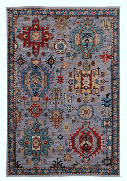 4x6 ft Bidjar Area Rug, Gray Afghan Hand Knotted Wool Traditional Carpet, Rugs For Living Room, Bedroom Rug, Entryway Rug, Kitchen Rug