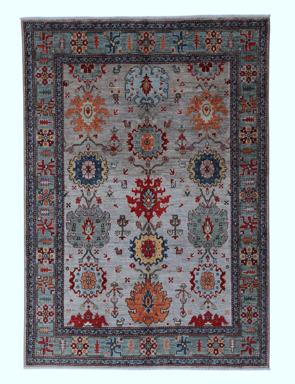 5x7 ft Bidjar Harshang Area Rug, Gray Afghan Hand Knotted Wool Traditional Carpet, Rugs For Living Room, Bedroom Rug, Oriental Rug, Boho Rug