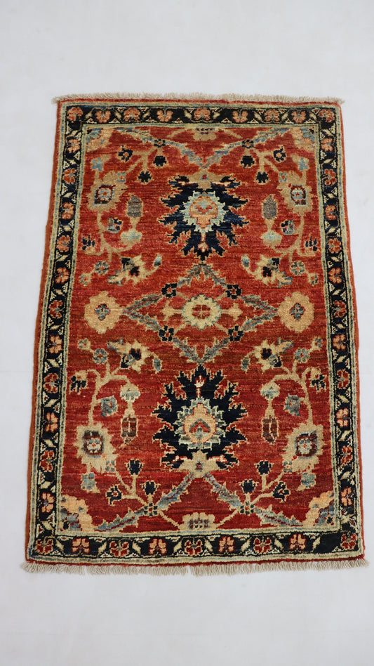 2x3 Ft Red Bidjar Persian Handmade Traditional Area Rug