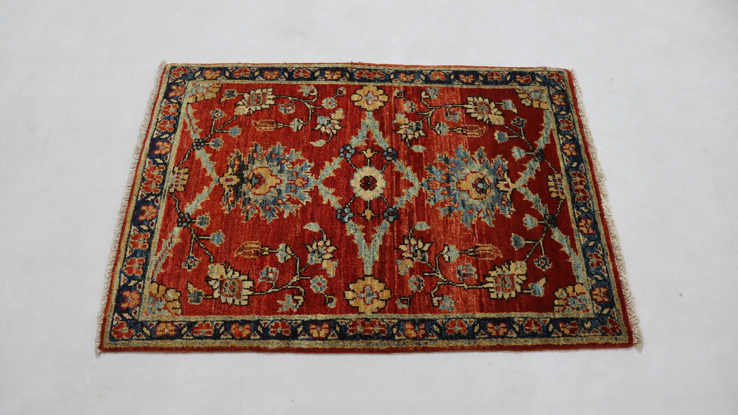 2x3 Ft Red Bidjar Persian Handmade Traditional Area Rug