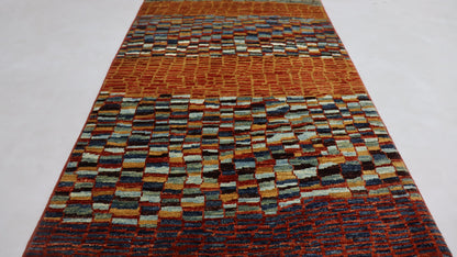 7 Ft Gabbeh Multicolor Afghan Hand Knotted Tribal Wool Runner Rug