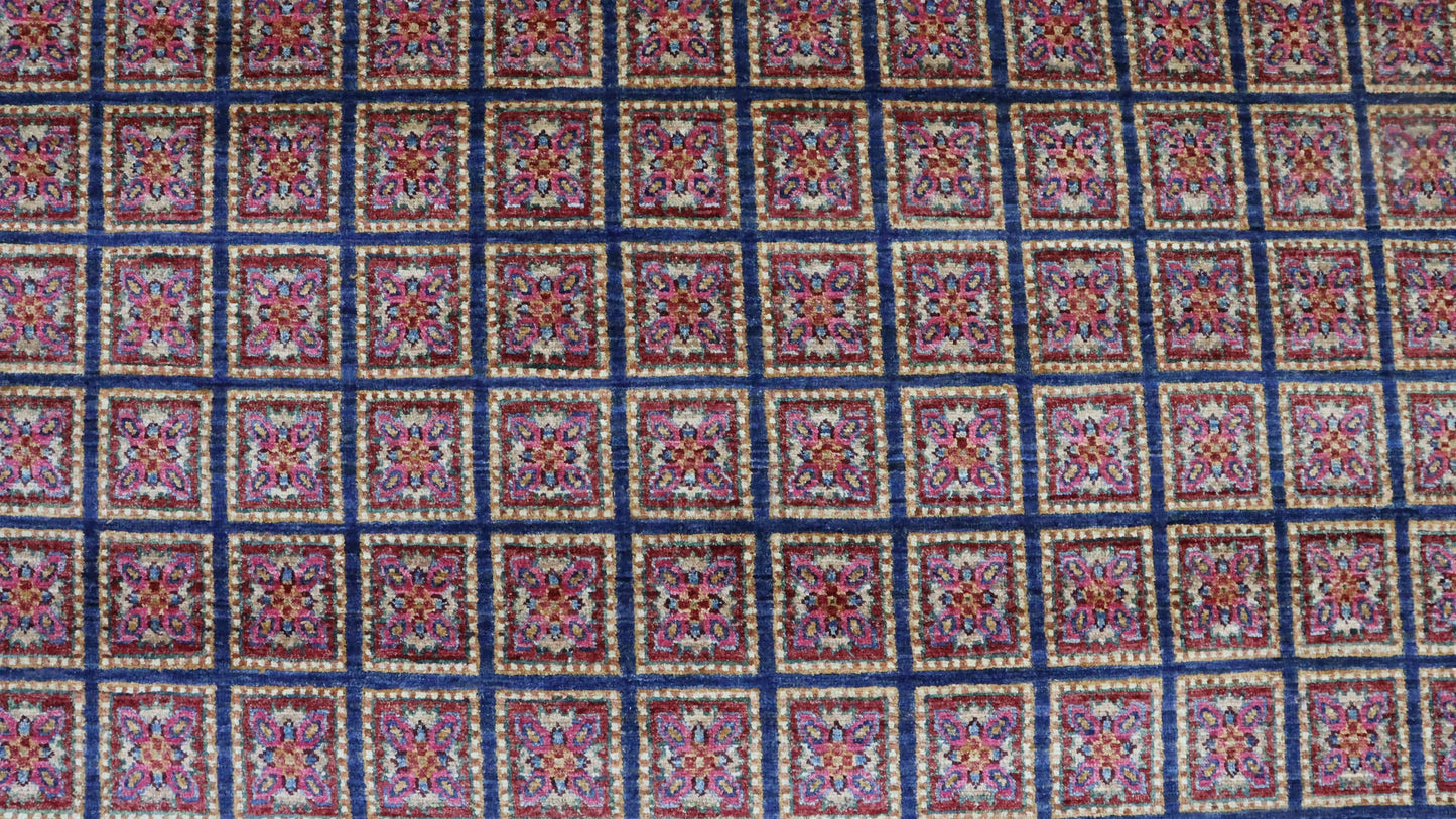 9x12 Ft Red/Blue Pazyryk Afghan Hand Knotted Rug