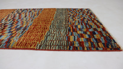 7 Ft Gabbeh Multicolor Afghan Hand Knotted Tribal Wool Runner Rug