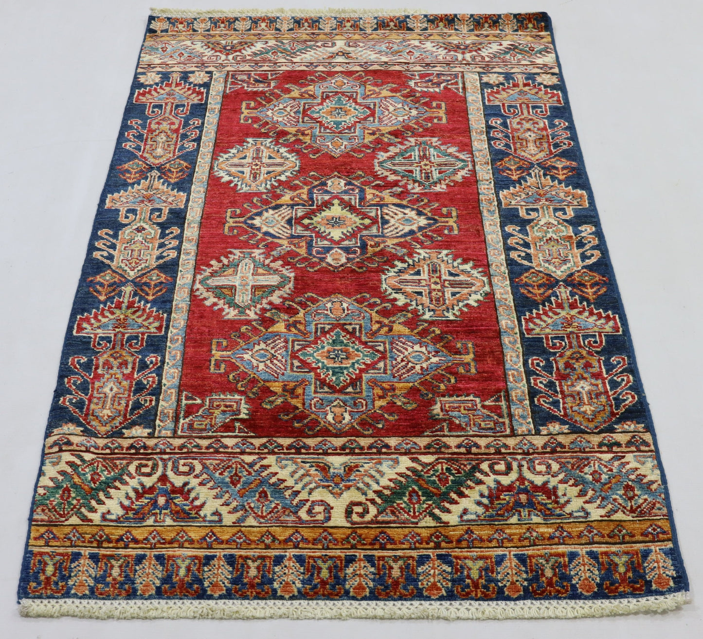 3x5 Ft Red Kazak Afghan Handmade Oriental Area Rug