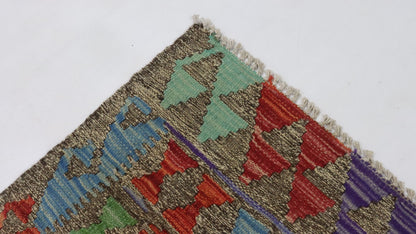 4x5 Ft Red Turkish Kilim Hand Knotted Aztec Area Rug