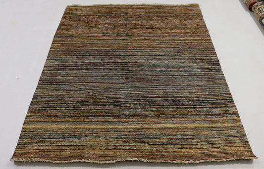 5x7 Ft Multicolor Gabbeh Afghan Hand Knotted Abstract Area Rug