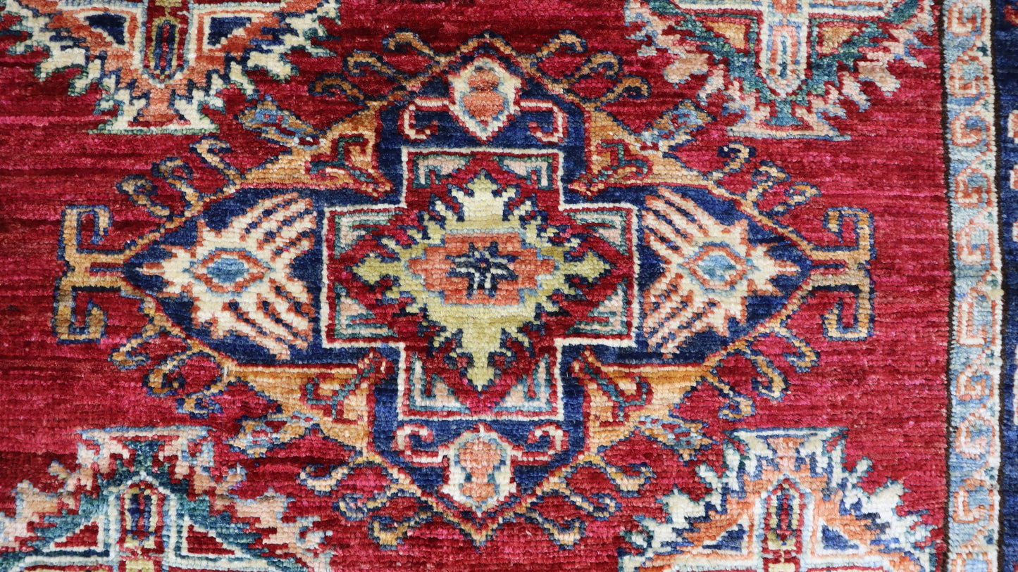 3x5 Ft Red Kazak Afghan Handmade Oriental Area Rug